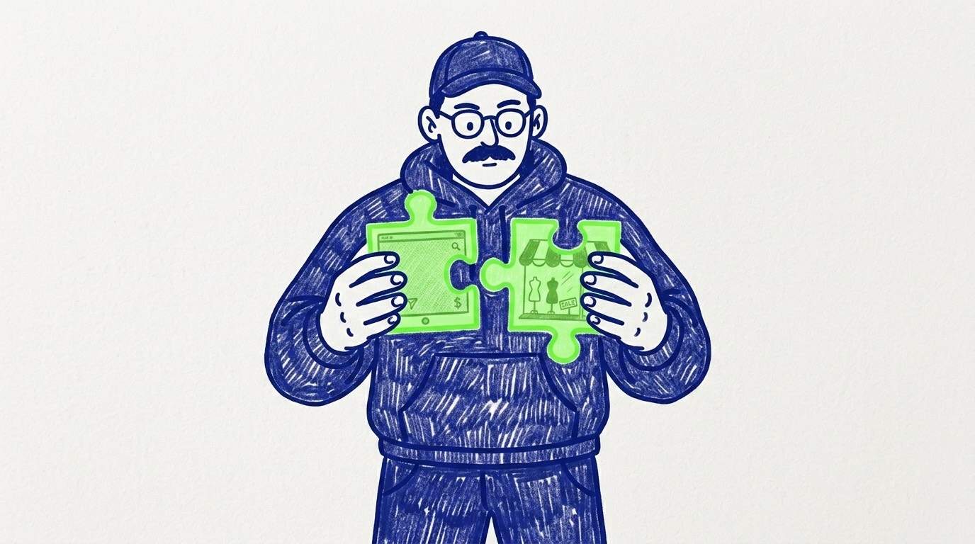 Ilustración de portada sobre homogeneizar el mensaje de marca online y offline