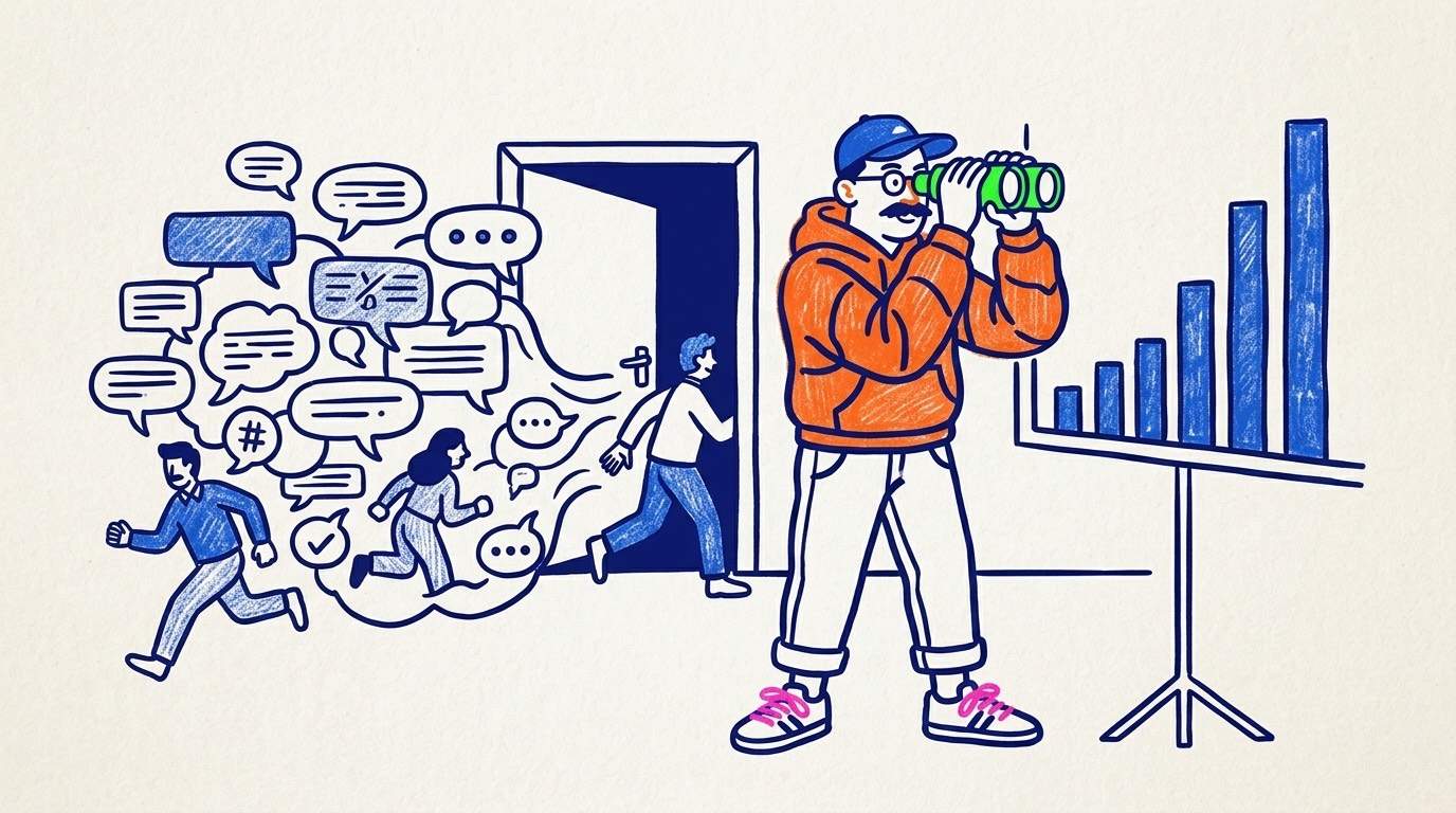 Ilustración de portada sobre por qué las métricas de tráfico ya no explican la visibilidad en IA